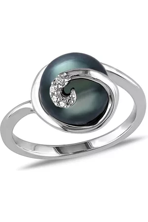 Amour 9 - 9.5 MM Tahitian Pearl Swirl Ring in Sterling Silver