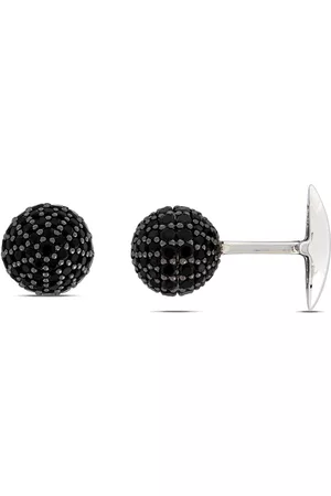 Amour 5 3/4 CT TGW Spinel Circular Cluster Cuff Links in Rhodium Plated Sterling Silver