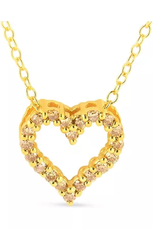 Haus of Brilliance 10K Yellow Gold Plated .925 Sterling Silver 1/4 Cttw Champagne Diamond Heart 18'' Pendant Necklace