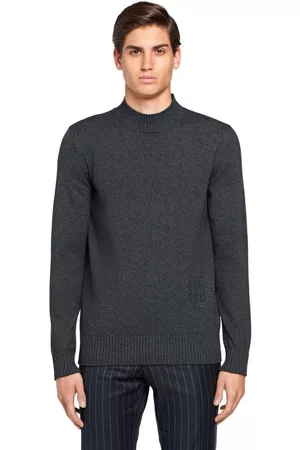 Roberto Cavalli Mens Dark High Neck Logo Sweater, Size Medium