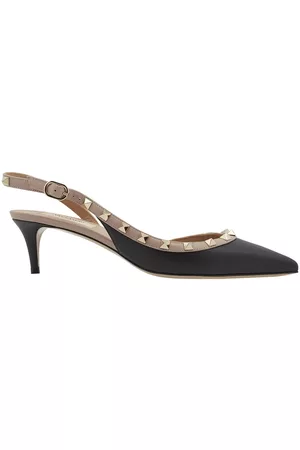 VALENTINO Women High Heels - Ladies Rockstud Smooth Leather Slingback Pumps, Brand Size 35.5 ( US Size 5.5 )