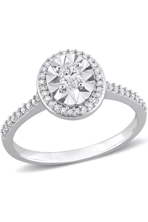 Amour 1/3 CT TW Oval and Round-Cut Diamond Ring in 14k White Gold