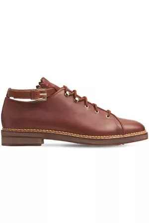 Max Mara Ladies Hayle Leather Lace-up Shoes In Tobacco, Brand Size 38