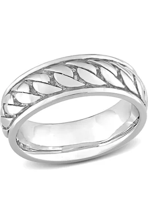 Amour Ribbed Design Men's Ring in Sterling Silver