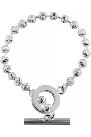 Gucci Boule Sterling Silver Stripe Beaded Chain Bracelet, Size 16