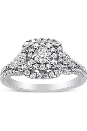 Haus of Brilliance .925 Sterling Silver 1/3 Cttw Miracle Set Round-Cut Diamond Cocktail Ring (H-I Color, I1-I2 Clarity)- Size 6