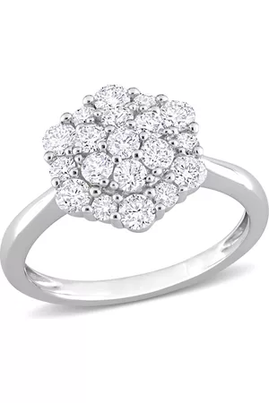 Amour 1 CT TW Diamond Cluster Engagement Ring in 10k White Gold