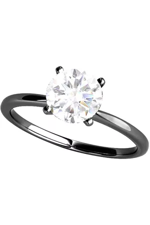 Maulijewels 10K Solid White Gold 1.00 Carat Diamond Moissanite Rhodium Plated Solitaire Engagement Ring For Women In Ring Size 8.5