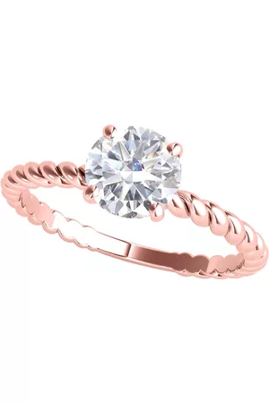 Maulijewels 1.00 Carat White Moissanite Diamond Engagement Ring For Women In 14K Rose Gold In Ring Size 5.5