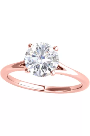 Maulijewels 1.00 Carat Moissanite White Diamond ( G-H/ VS1 ) Engagement Wedding Rings in 14K Rose Gold Ring Size 9