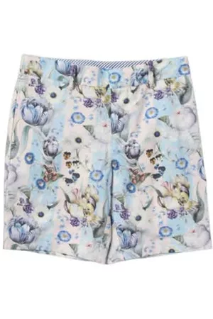 Burberry Kids All-Over Floral Print Linen Tailored Shorts, Size 4Y