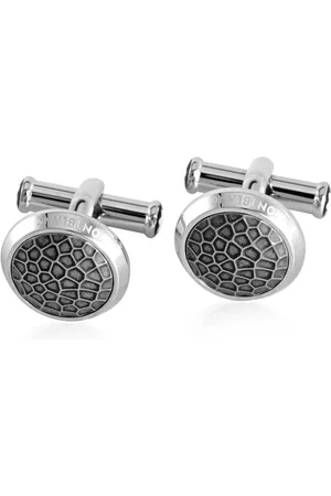 Montblanc Mens Martele Inlay Stainless Steel Cufflink