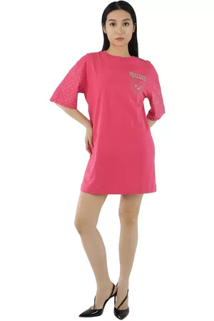 Moschino Ladies Gem-logo T-shirt Dress In Fucsia, Brand Size 36 (US Size 2)