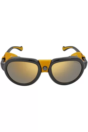 Moncler Men Round Sunglasses - Mirror Gold Round Mens Sunglasses ML0090 01C 55