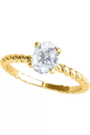 Maulijewels Women Gold Rings - 2.00 Carat Oval Shape Prong Set Moissanite ( G-H/ VS1 ) Solitaire Engagement Rings For Women In 10K Solid Yellow Gold Ring Size 5