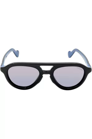 Moncler Polarized Smoke Blue Mirrored Pilot Unisex Sunglasses ML0078 05D 52
