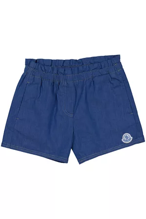 Moncler Shorts - Kids Cadet Logo-Patch Detail Denim Shorts, Size 3Y
