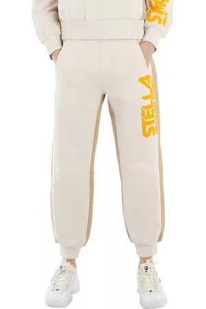 Stella McCartney Women Sports Pants - Ladies Log Print Tracksuit Cotton Trousers, Brand Size 38 (US Size 4)