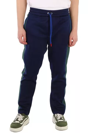 Moncler Men Sweatpants - Mens Navy Striped Drawstring Sweatpants, Size Large