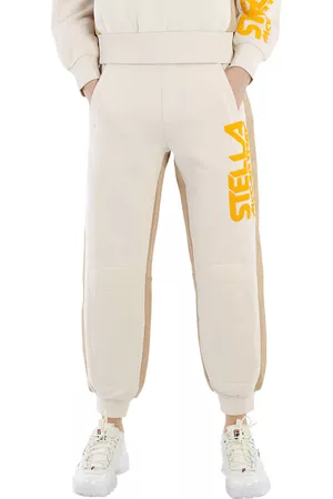Stella McCartney Women Sports Pants - Ladies Log Print Tracksuit Cotton Trousers, Brand Size 40 (US Size 6)