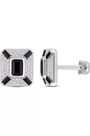 Amour Men Cufflinks - 5 4/5CT TGW Octagon and Baguette-Cut Created Sapphire and White Sapphire Cufflinks in Sterling Silver