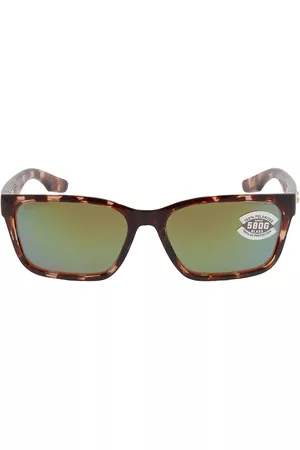 Costa Del Mar Square Sunglasses - Palmas Mirror Polarized Glass Square Unisex Sunglasses 6S9081 908104 57
