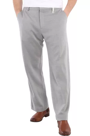 Burberry Men Wide Leg Pants - Mens Light Pebble Cashmere Blend Jersey Wide-leg Pants, Brand Size 46 (Waist Size 31.1'')