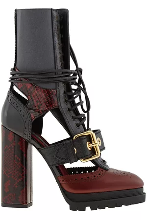 Burberry Women Ankle Boots - Ladies Westmarsh Leather And Snakeskin Cutout Ankle Boots, Brand Size 38 (US Size 8)