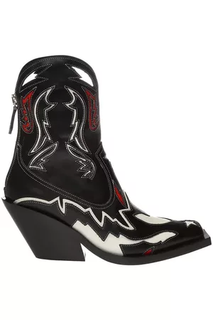 Burberry Women Cowboy Boots - Ladies Matlock Topstitch Applique Leather Cowboy Boots, Brand Size 36 (US Size 6)