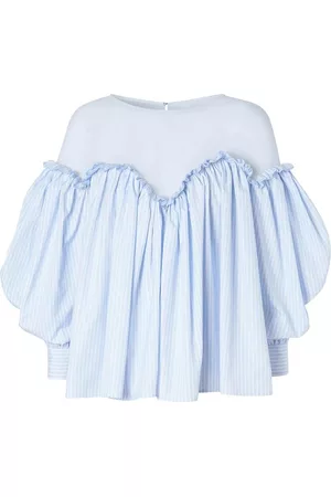 Burberry Women Blouses - Ladies Pale Stripe Velma Cotton Blouse, Brand Size 8 (US Size 6)