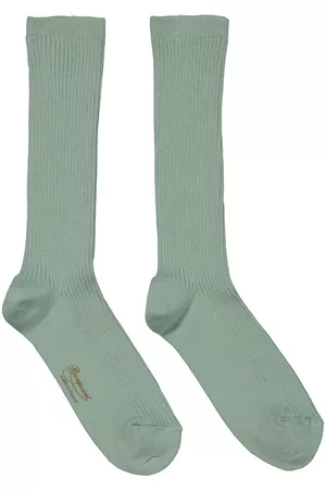 BONPOINT Girls Socks - Girls Celadon Ribbed Knit Socks, Brand Size T6