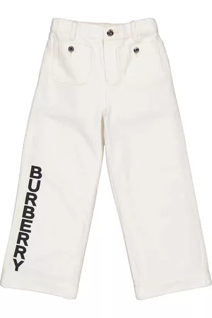 Burberry Girls Wide Leg Jeans - Girls Logo Print Japanese Denim Jeans, Size 6Y