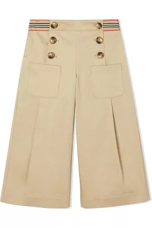 Burberry Girls Wide Leg Pants - Girls Honey Tracey High-Waisted Wide-Leg Trousers, Size 8Y