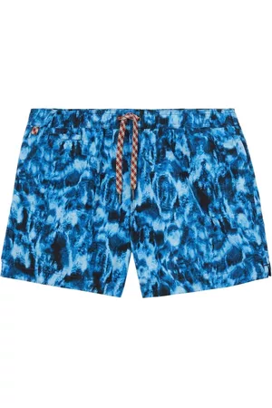 Burberry Men Swim Shorts - Mens Midnight Navy Greenford Ripple Print Swim Shorts, Size Small