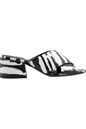 Burberry Women Leather Sandals - Ladies Zebra Print Leather Sandals, Brand Size 35 (US Size 5)