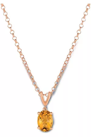 Le Vian Women Necklaces - Ladies Cinnamon Citrine Necklaces set in Silver with Strawberry Gold