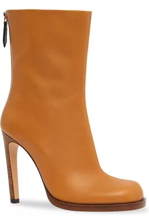 Burberry Women Ankle Boots - Ladies Ochre Square-Toe Ankle Leather Boots, Brand Size 36 ( US Size 6 )