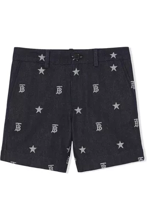 Burberry Boys Shorts - Boys Indigo Royston Star And Monogram Motif Tailored Shorts, Size 4Y
