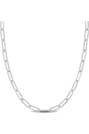 Amour Necklaces - 14k White Gold 4.3mm Polished Paperclip Chain Necklace 24