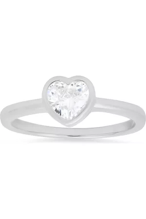Kylie Harper Women Rings - Sterling Silver Bezel-set Heart Cubic Zirconia CZ Ring