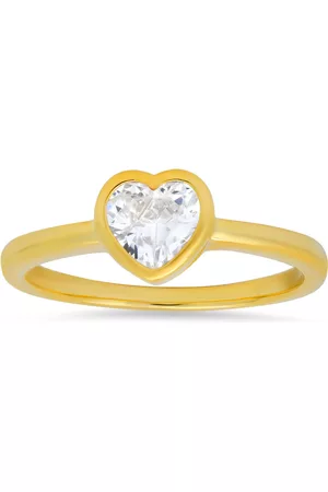 Kylie Harper Women Gold Rings - Gold Over Silver Bezel-set Heart Cubic Zirconia CZ Ring