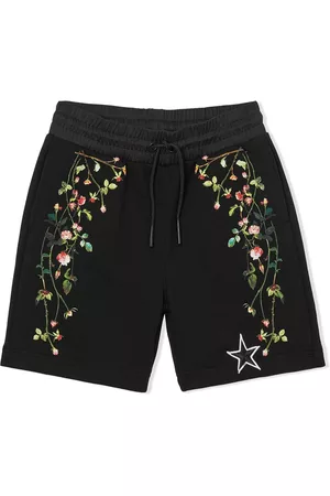 Burberry Boys Shorts - Boys Rose Print Cotton Logo Applique Drawcord Shorts, Size 4Y