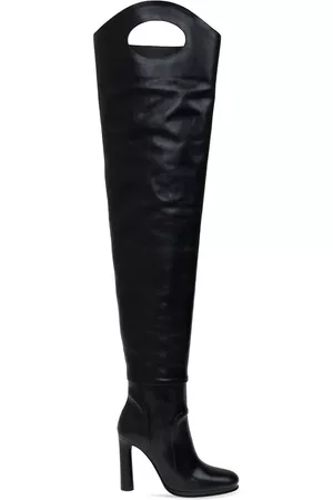 Burberry Women Over the knee Boots - Ladies Shoreditch Black Porthole Detail Over-The-Knee Boots, Brand Size 38 ( US Size 8 )