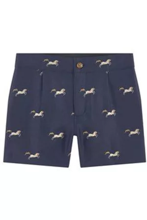 Burberry Boys Shorts - Boys Navy Linnett Unicorn Shorts, Size 10Y