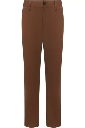 Burberry Men Formal Pants - Mens Dusty Caramel Cotton Cropped Straight-Fit Tailored Trousers, Brand Size 50 (Waist Size 34.3'')