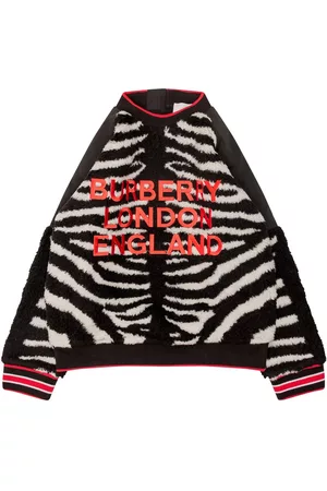 Burberry Sweaters - Kids Zebra-Striped Wool Blend Fleece Jumper, Size 12Y