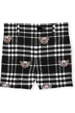 Burberry Shorts - Kids Check Cotton Thomas Bear Print Shorts, Size 18M