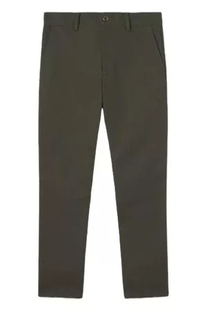 Burberry Men Formal Pants - Mens Military Green Straight-Fit Cropped Tailored Trousers, Brand Size 48 (Waist Size 32.7'')