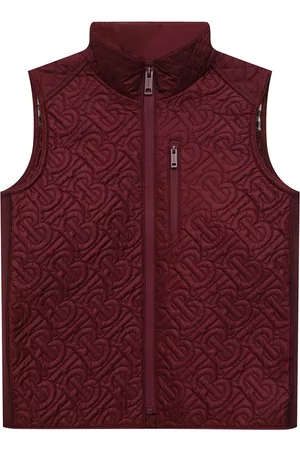 Burberry Girls Accessories - Girls Oxblood Monogram Logo Down Vest, Size 6Y