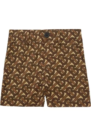 Burberry Boys Shorts - Boys Griffin Monogram Print Cotton Tailored Shorts, Size 18M